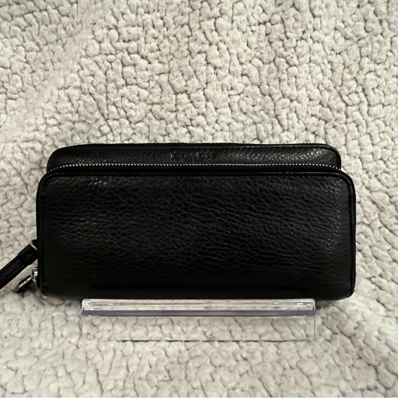Black Pebbled Leather Compact Zip Wallet main image 1